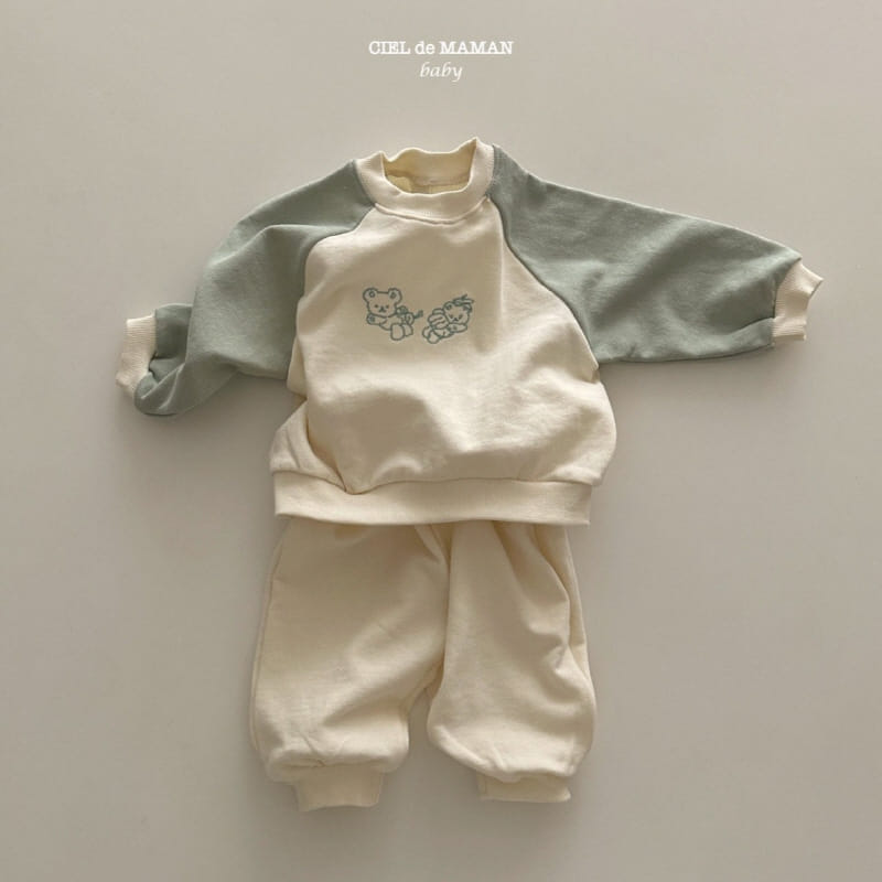 Ciel De Maman - Korean Children Fashion - #childrensboutique - Bear Top Bottom Set - 2