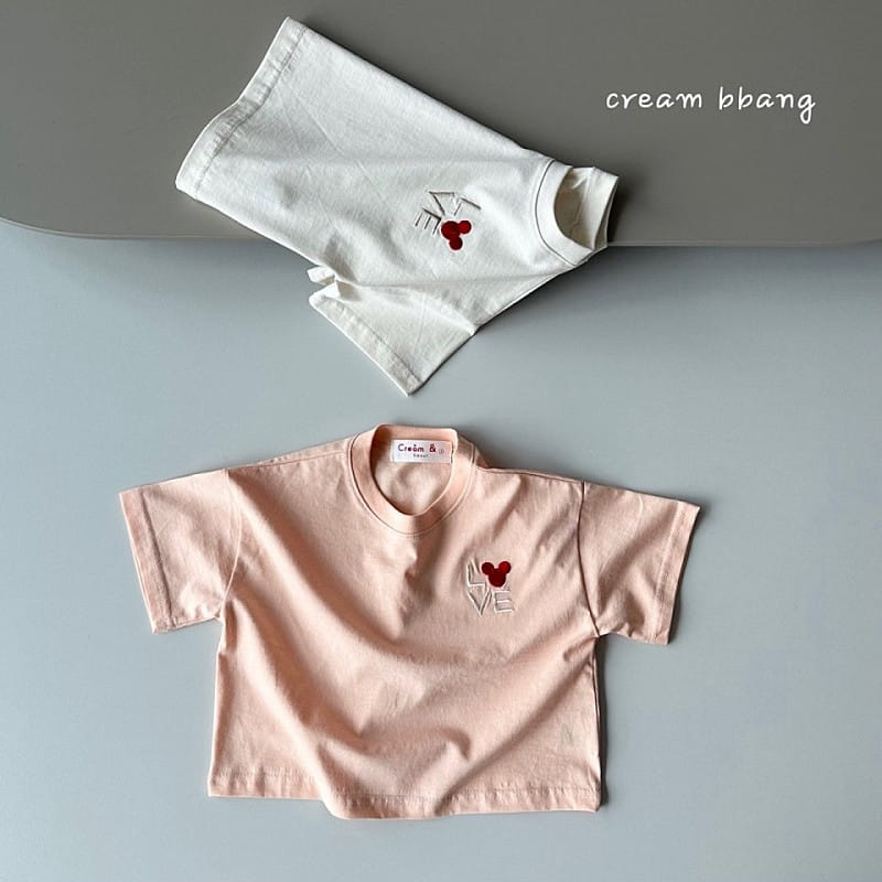 Cream Bbang - Korean Children Fashion - #fashionkids - Love Crop Embroidery Crop Tee - 6