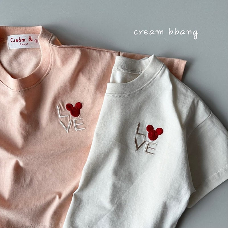 Cream Bbang - Korean Children Fashion - #kidsshorts - Love Crop Embroidery Crop Tee - 7