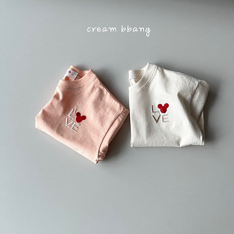 Cream Bbang - Korean Children Fashion - #kidsstore - Love Crop Embroidery Crop Tee - 8