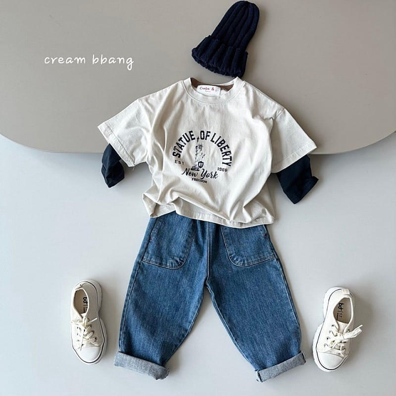 Cream Bbang - Korean Children Fashion - #kidsstore - Denim Slim Baggy