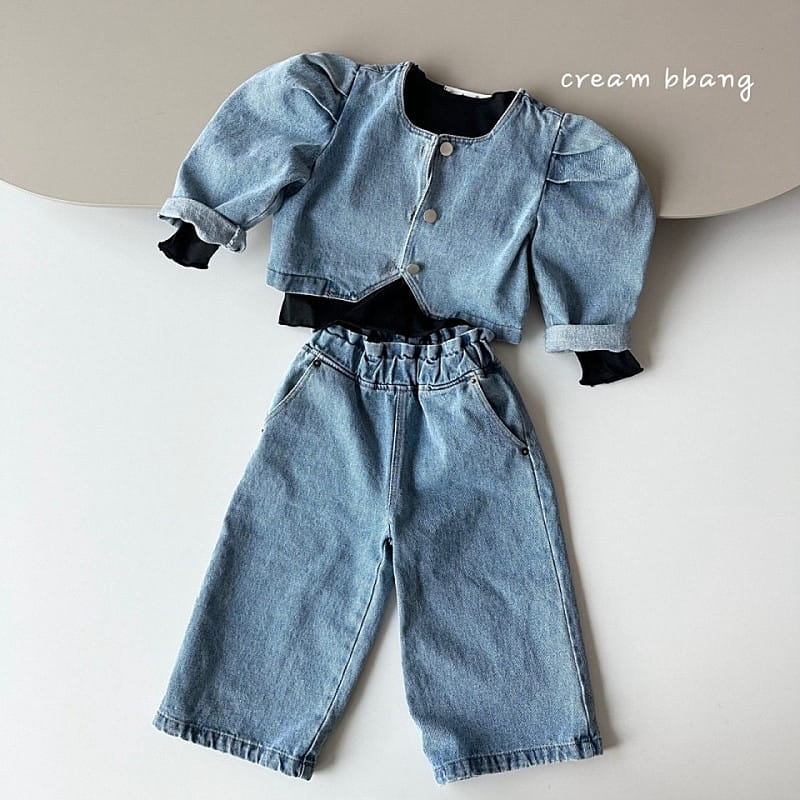 Cream Bbang - Korean Children Fashion - #magicofchildhood - Selling Crop Denim Jacket - 4