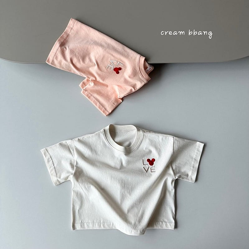 Cream Bbang - Korean Children Fashion - #stylishchildhood - Love Crop Embroidery Crop Tee
