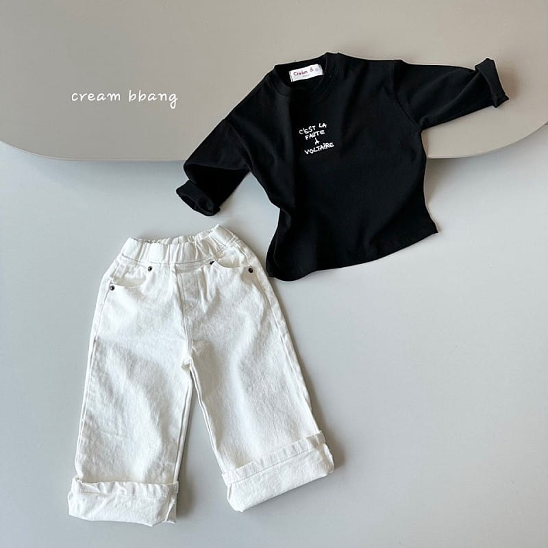 Cream Bbang - Korean Children Fashion - #toddlerclothing - Bonne Embroidery Single Tee - 2