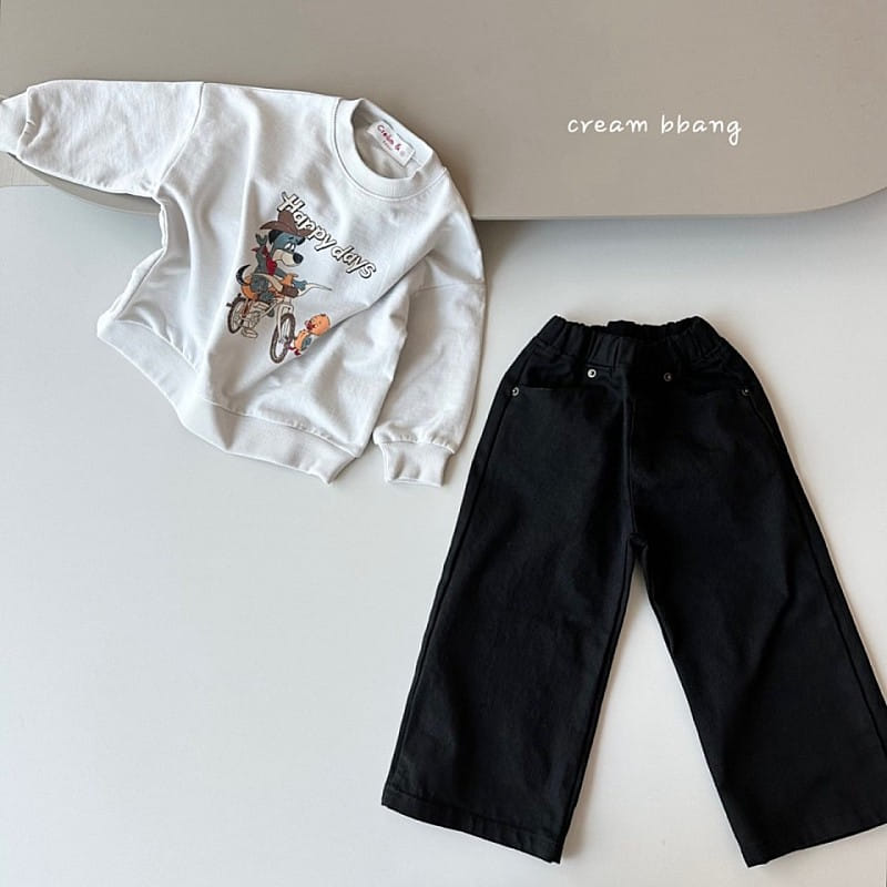 Cream Bbang - Korean Children Fashion - #toddlerclothing - Simple C Wide Pants - 10