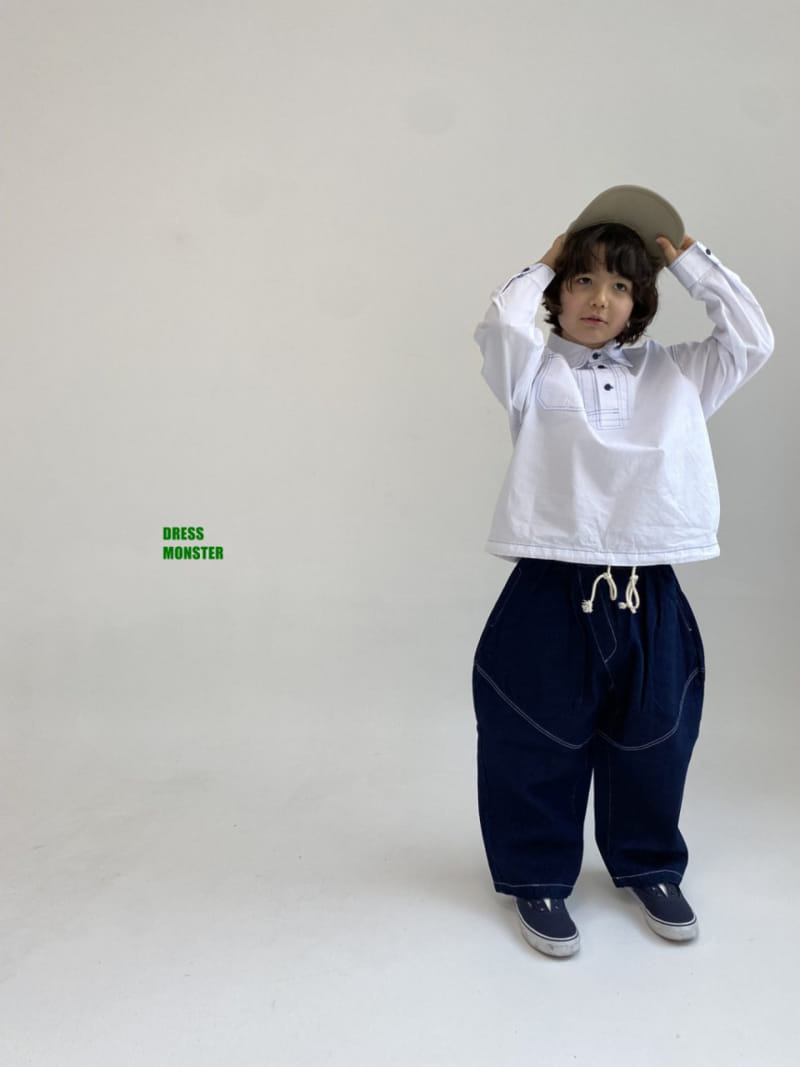 Dress Monster - Korean Children Fashion - #designkidswear - Stitch Hexar Denim Pants