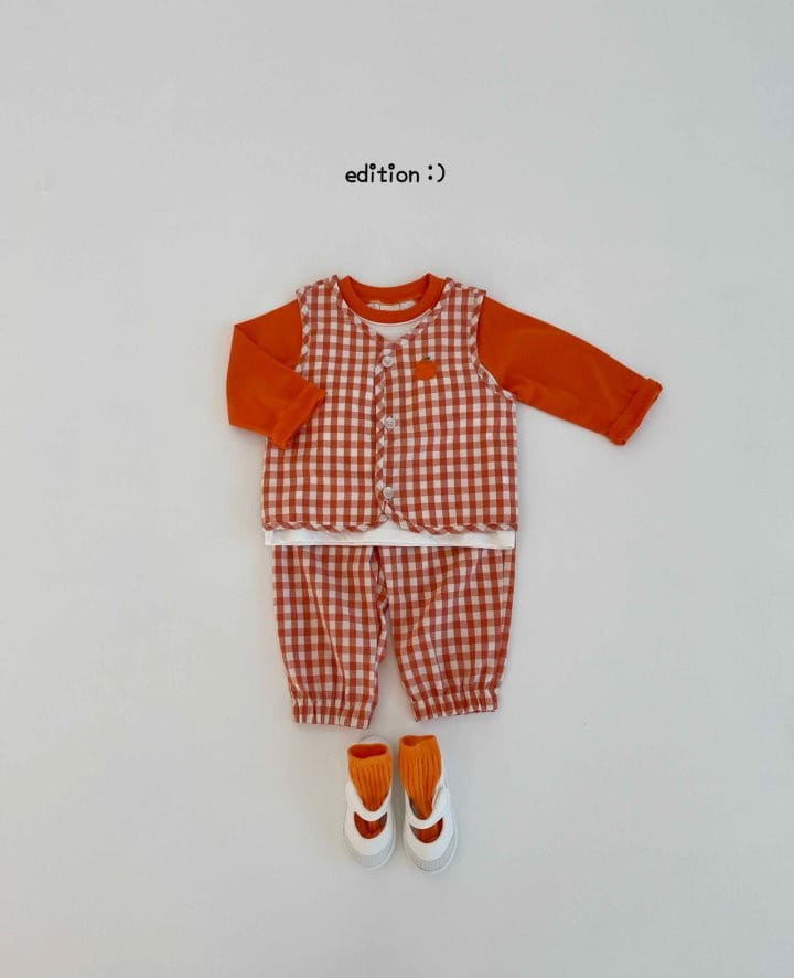 Edition - Korean Children Fashion - #childofig - Fruit Check Piping Vest - 6