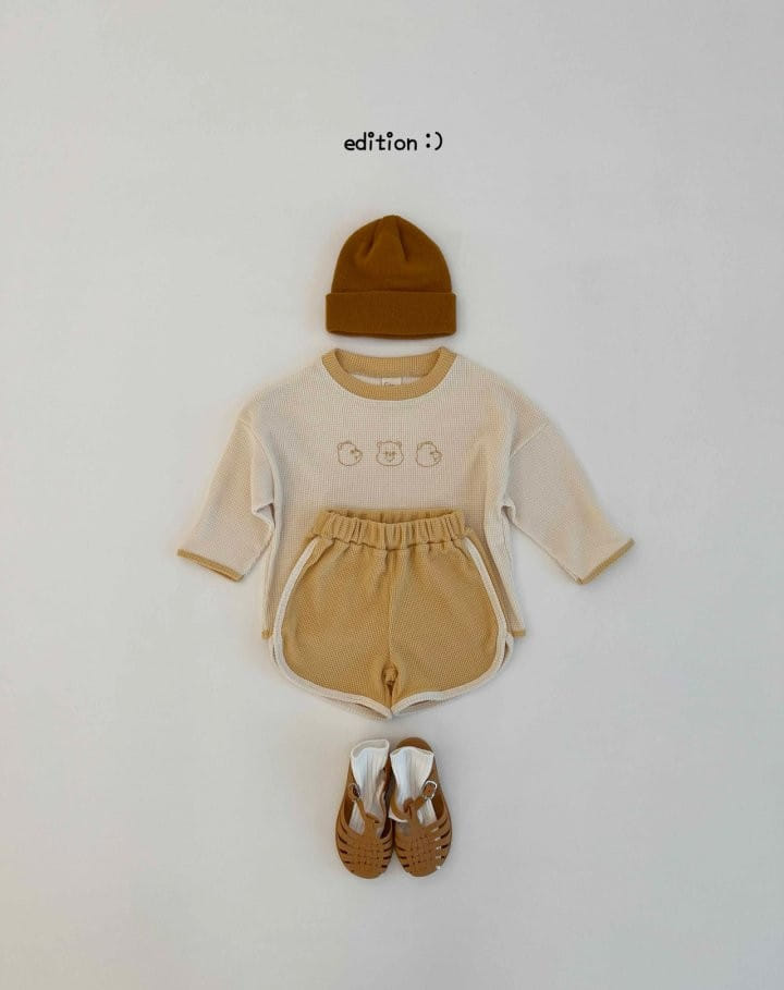 Edition - Korean Children Fashion - #discoveringself - Baby Bear Waffle Top Bottom Set - 4