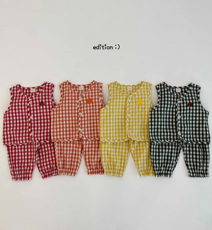 Edition - Korean Children Fashion - #magicofchildhood - Fruit Check Piping Vest - 2