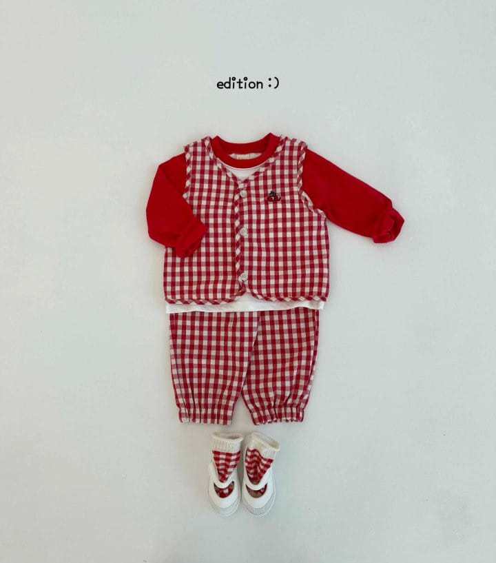 Edition - Korean Children Fashion - #minifashionista - Fruit Check Piping Vest - 4