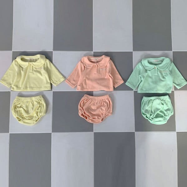 Fondue - Korean Baby Fashion - #babyclothing - Fondue Embroidery Top Bottom Set