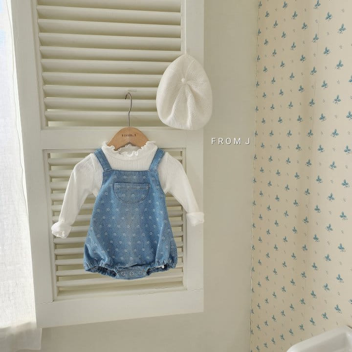 From J - Korean Baby Fashion - #babyboutique - Dot Denim Dungarees Body Suit - 3