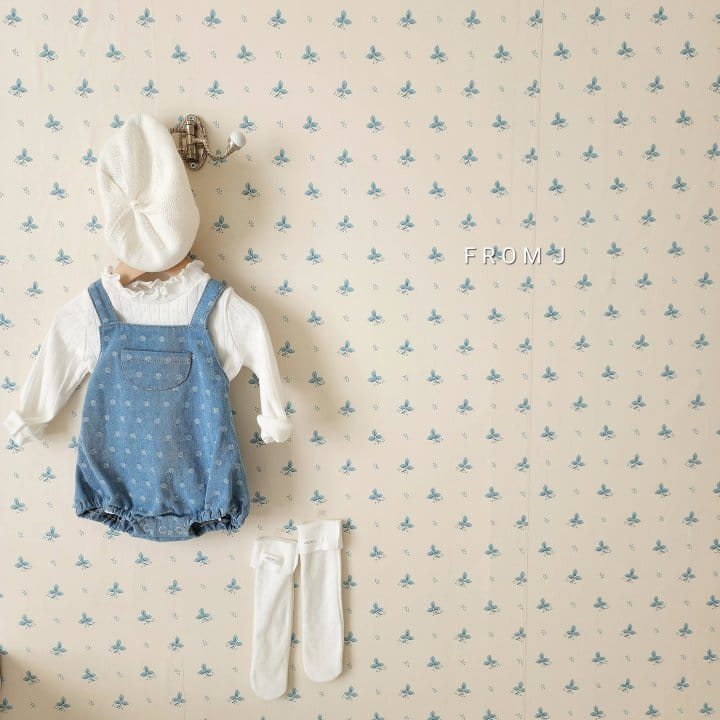From J - Korean Baby Fashion - #babyboutique - Dot Denim Dungarees Body Suit - 4
