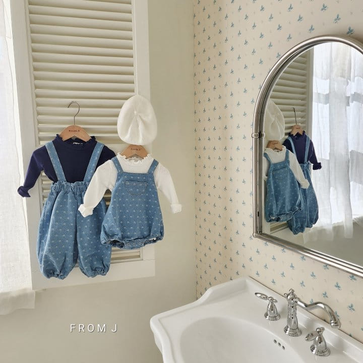 From J - Korean Baby Fashion - #babyboutiqueclothing - Dot Denim Dungarees Body Suit - 5