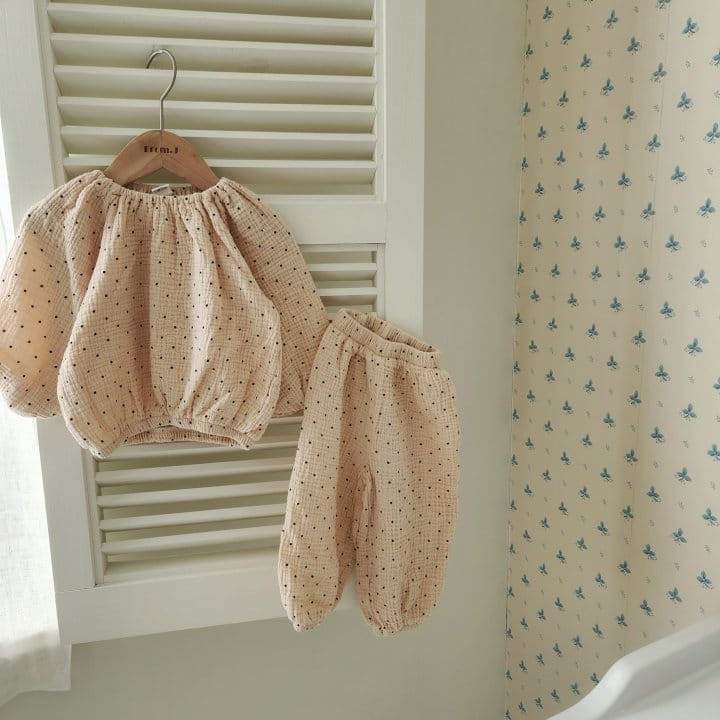 From J - Korean Baby Fashion - #babyfashion - Yoru Dot Top Bottom Set - 5