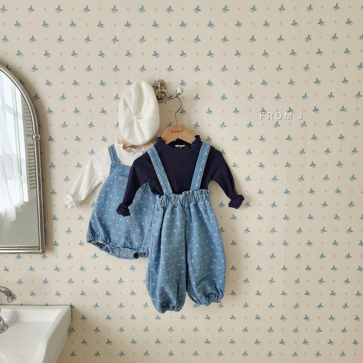 From J - Korean Baby Fashion - #babyfever - Dot Denim Dungarees Body Suit - 8