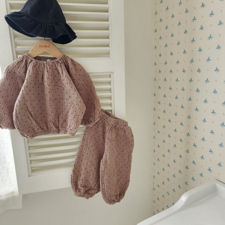 From J - Korean Baby Fashion - #babyfever - Yoru Dot Top Bottom Set - 6