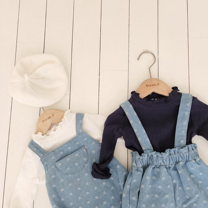 From J - Korean Baby Fashion - #babygirlfashion - Dot Denim Dungarees Body Suit - 9