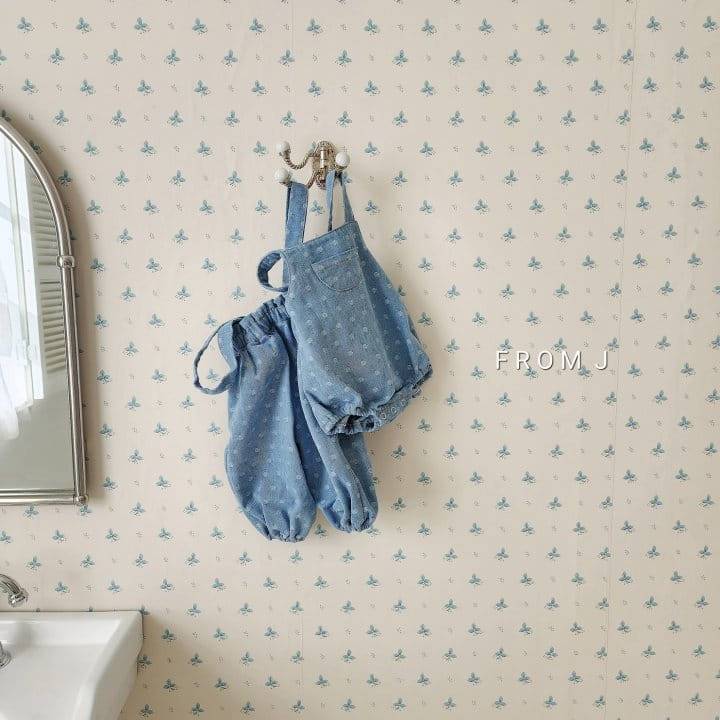 From J - Korean Baby Fashion - #babylifestyle - Dot Denim Dungarees Body Suit - 10