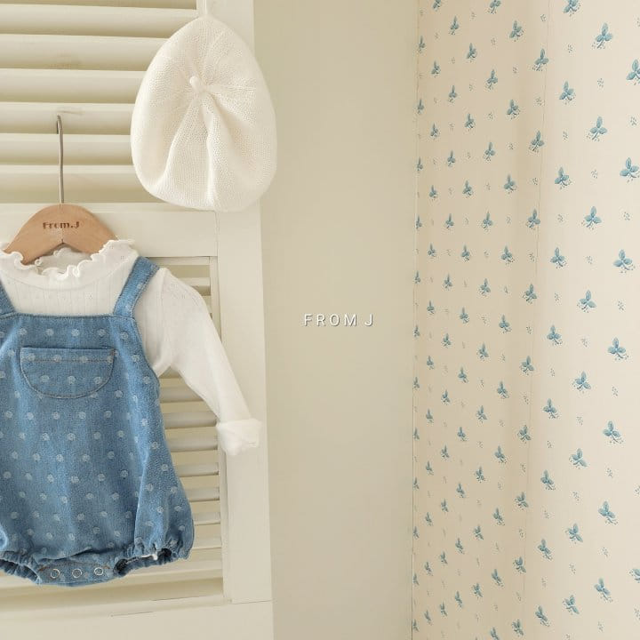 From J - Korean Baby Fashion - #onlinebabyshop - Dot Denim Dungarees Body Suit - 2