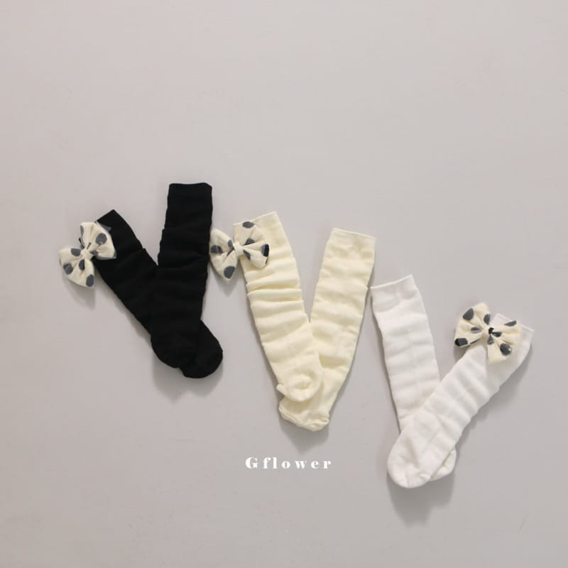 G Flower - Korean Children Fashion - #childofig - Dot Big Ribbon Knee Socks