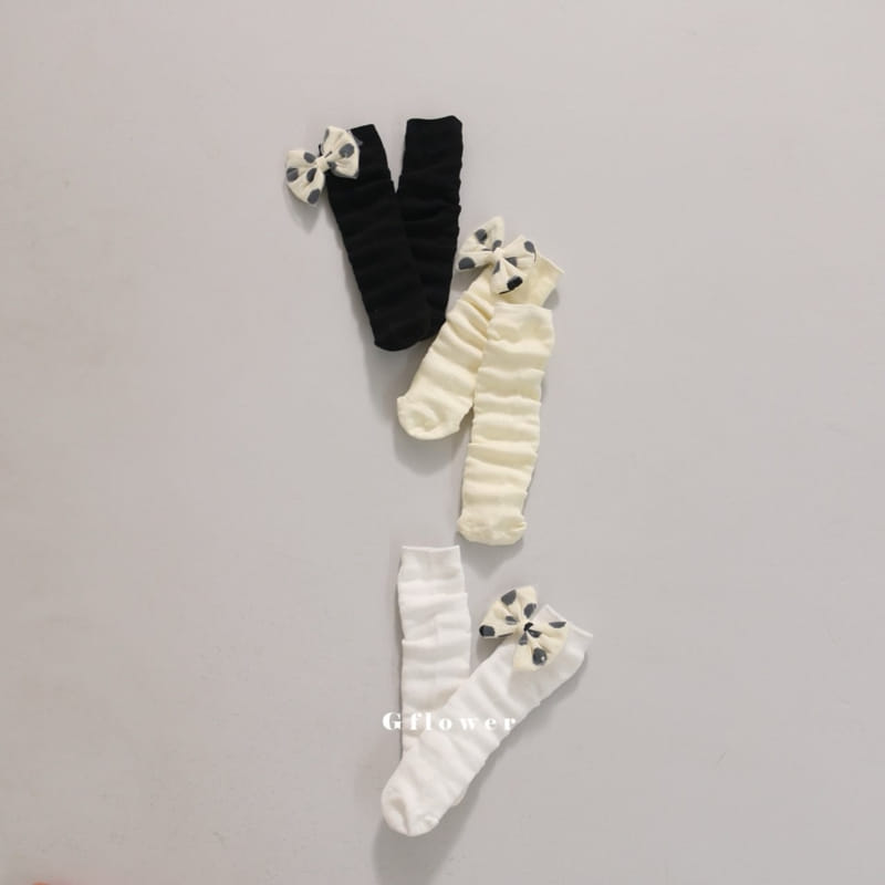 G Flower - Korean Children Fashion - #fashionkids - Dot Big Ribbon Knee Socks - 5