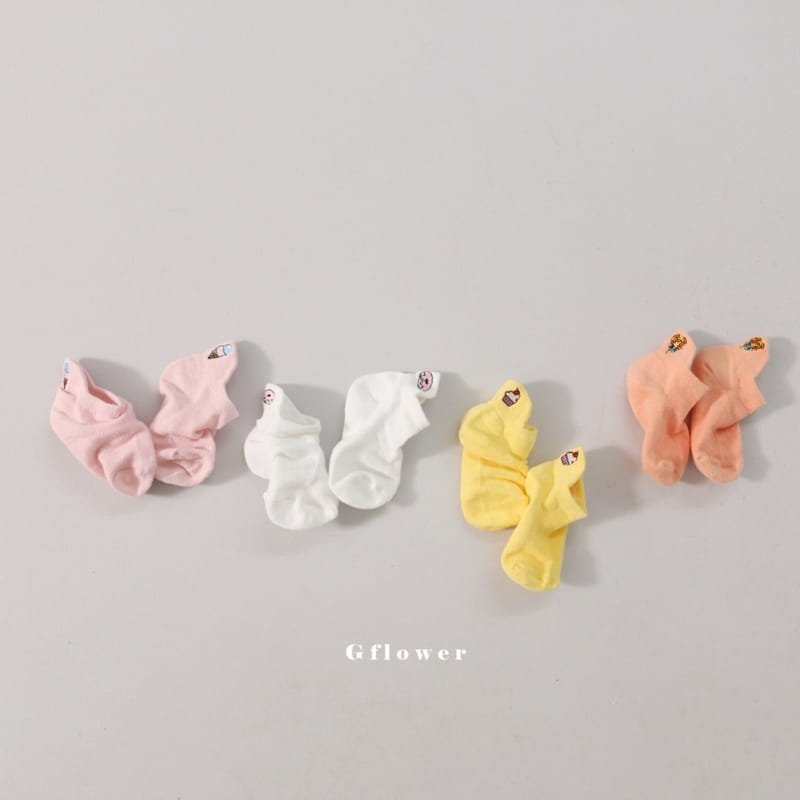 G Flower - Korean Children Fashion - #discoveringself - Ice Cream Embroidery Socks Set - 4