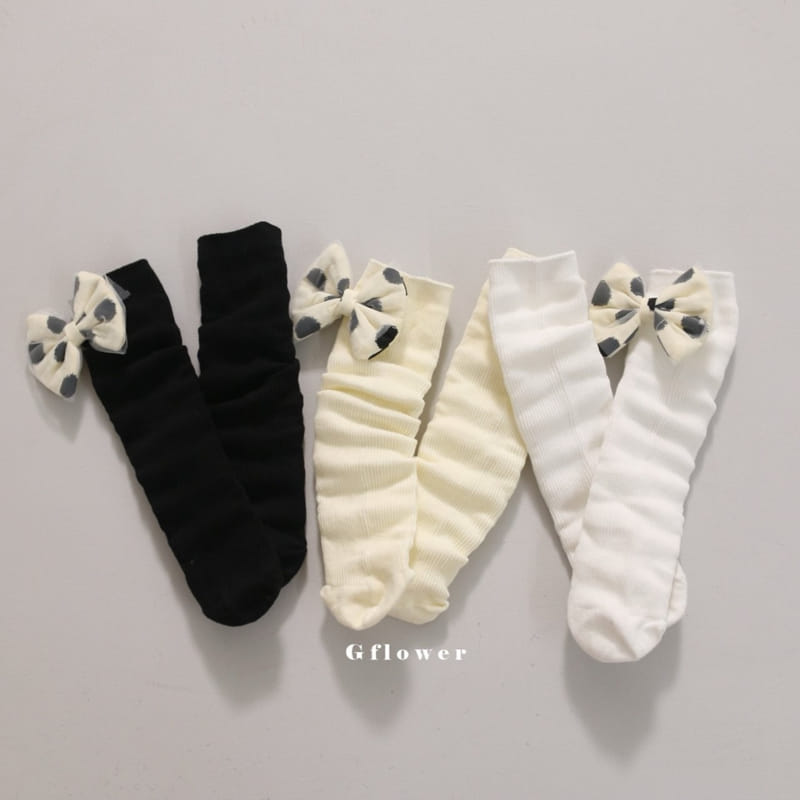 G Flower - Korean Children Fashion - #kidsshorts - Dot Big Ribbon Knee Socks - 6