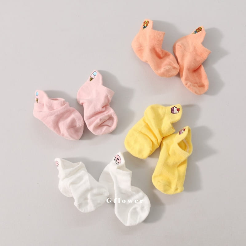 G Flower - Korean Children Fashion - #kidsshorts - Ice Cream Embroidery Socks Set - 5