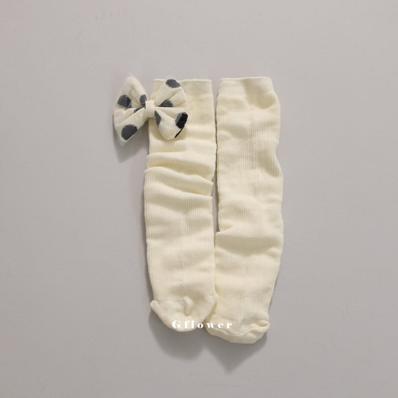 G Flower - Korean Children Fashion - #kidsstore - Dot Big Ribbon Knee Socks - 7