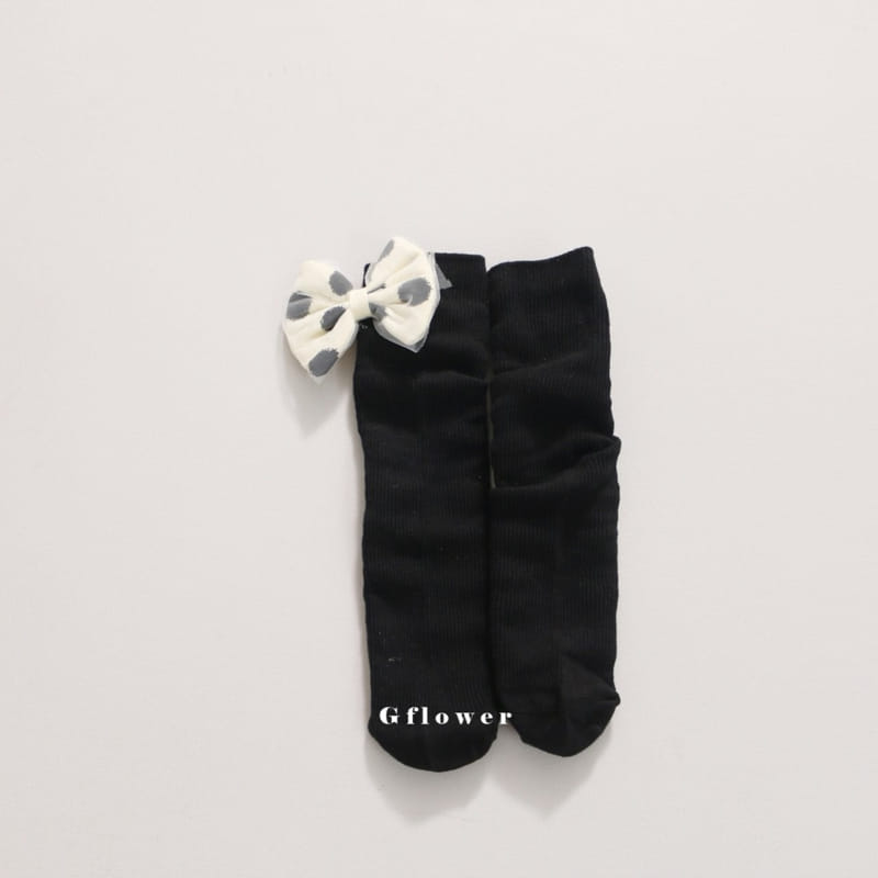 G Flower - Korean Children Fashion - #littlefashionista - Dot Big Ribbon Knee Socks - 10