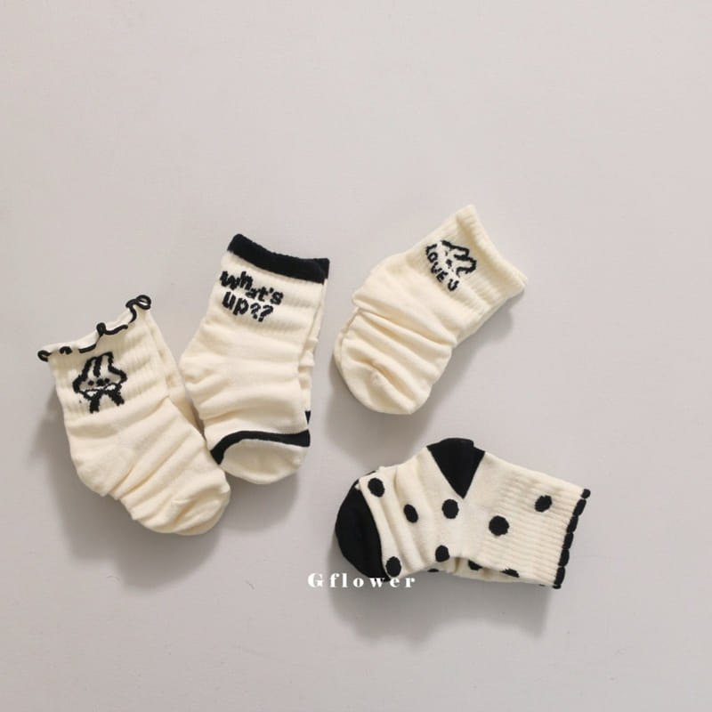 G Flower - Korean Children Fashion - #Kfashion4kids - Black Rabbit Socks Set - 4