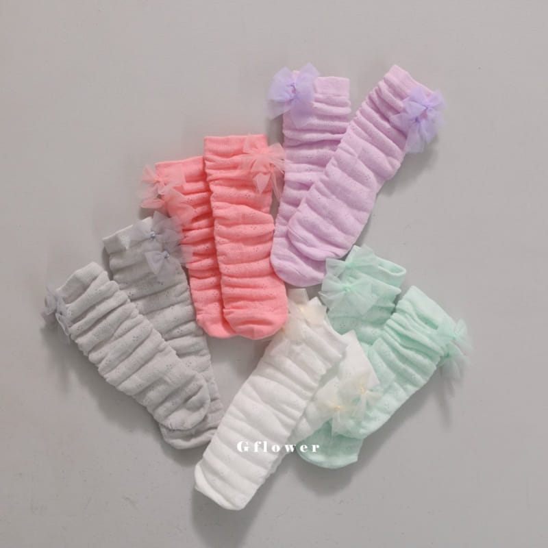 G Flower - Korean Children Fashion - #littlefashionista - Ribbon Knee Socks - 4