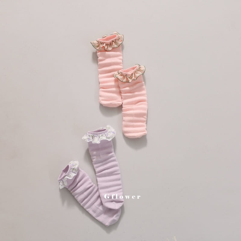G Flower - Korean Children Fashion - #minifashionista - Flower Frill Knee Socks - 3