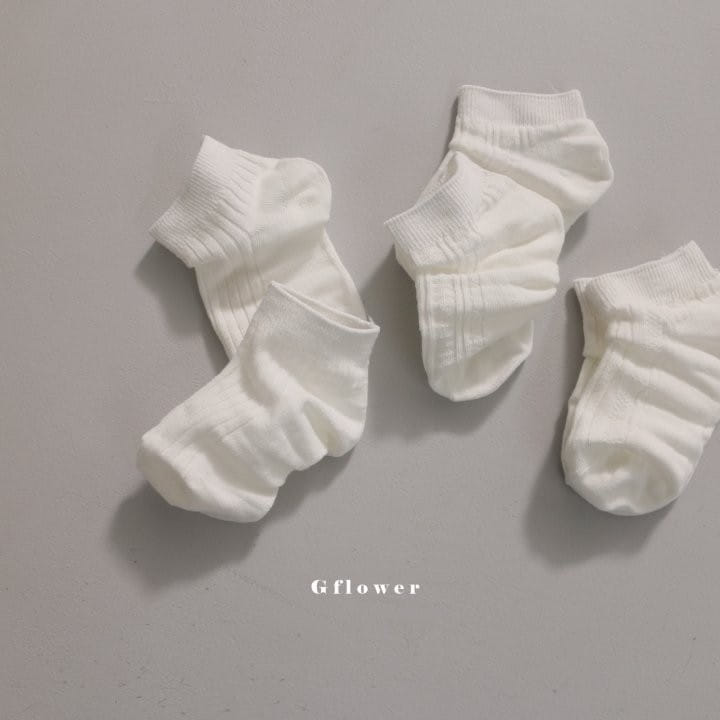 G Flower - Korean Children Fashion - #minifashionista - White Color Socks Set - 5