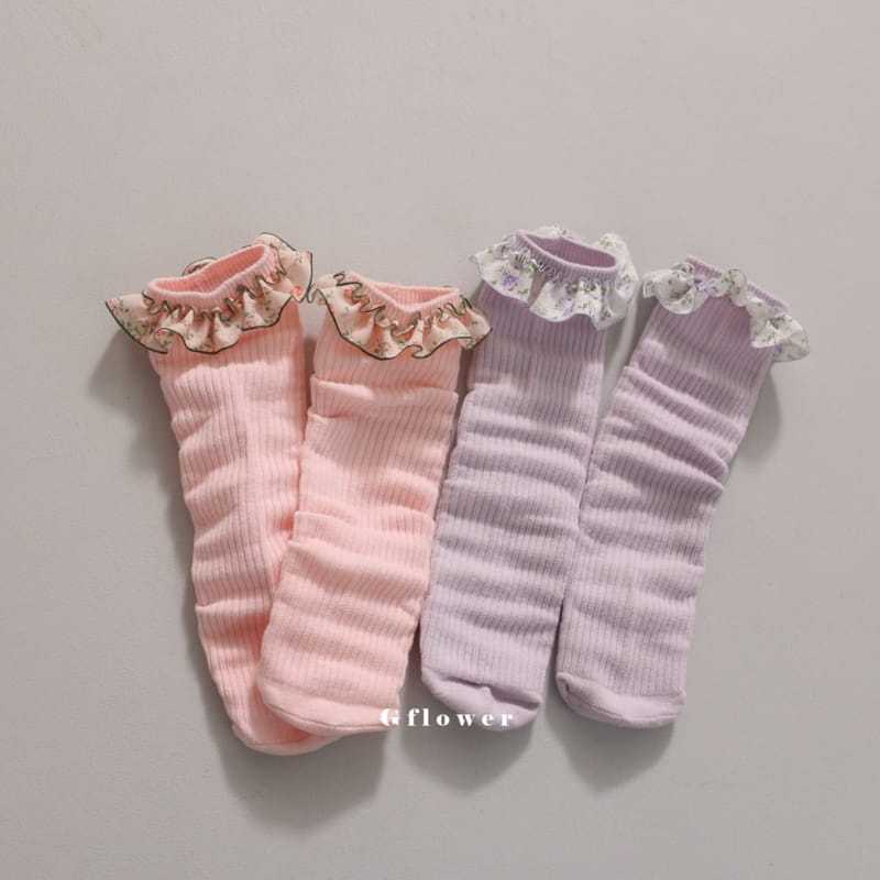 G Flower - Korean Children Fashion - #minifashionista - Flower Frill Knee Socks - 4
