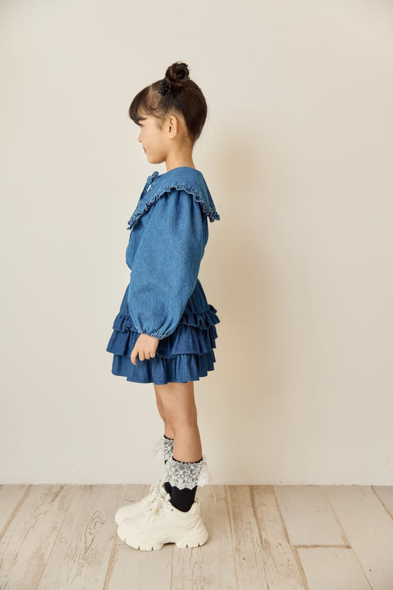 Ggomare - Korean Children Fashion - #Kfashion4kids - Denim Frill Blouse - 9
