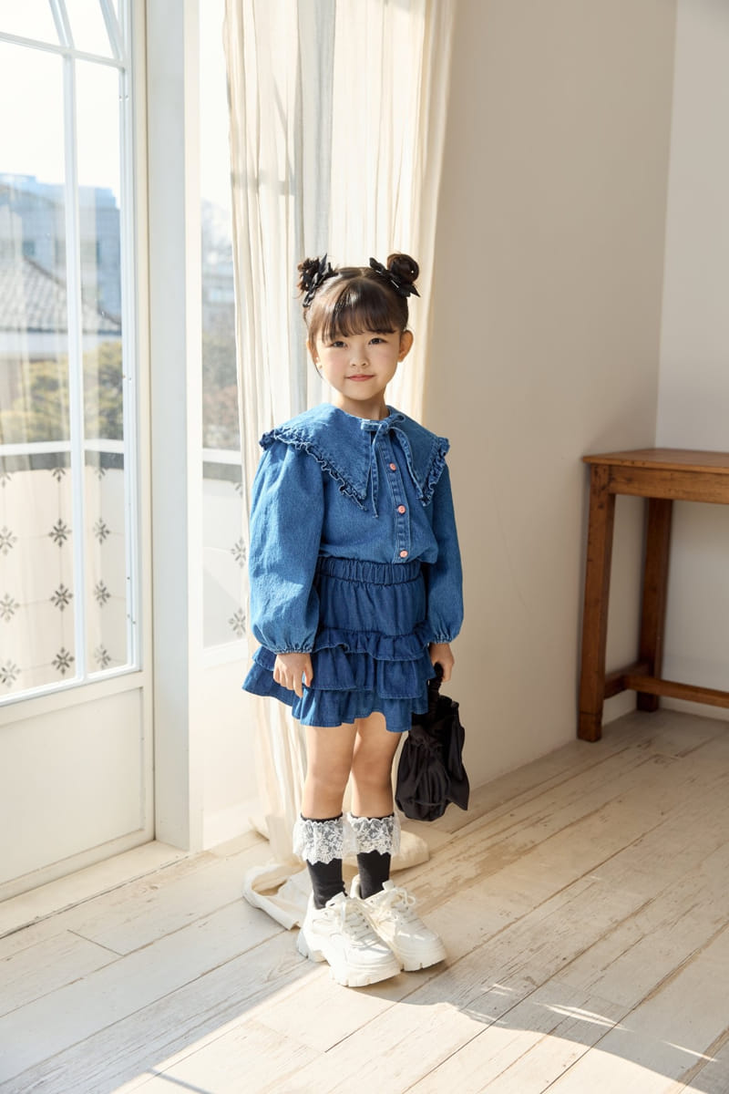 Ggomare - Korean Children Fashion - #childofig - Denim Kan Kang Skirt - 7