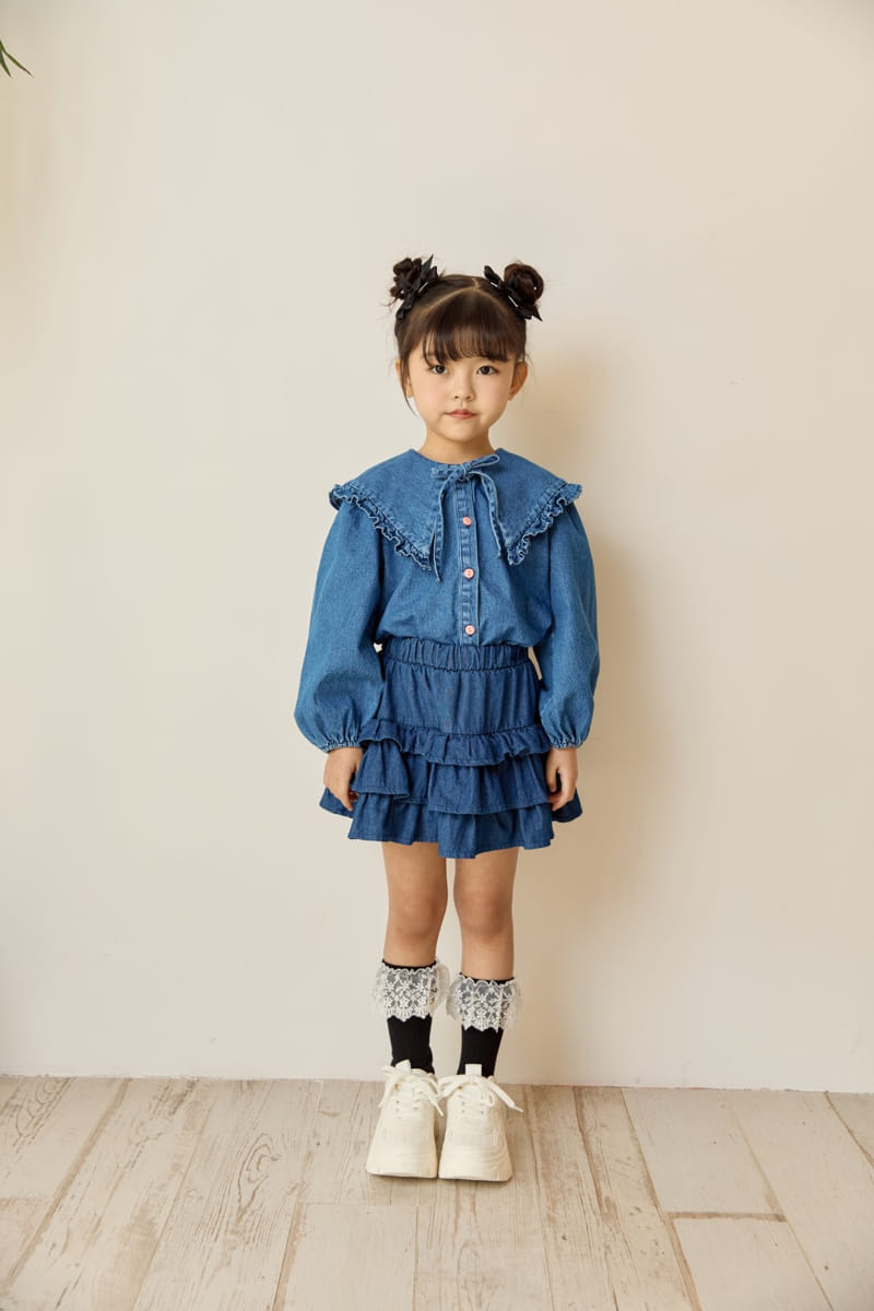 Ggomare - Korean Children Fashion - #childofig - Denim Kan Kang Skirt - 8