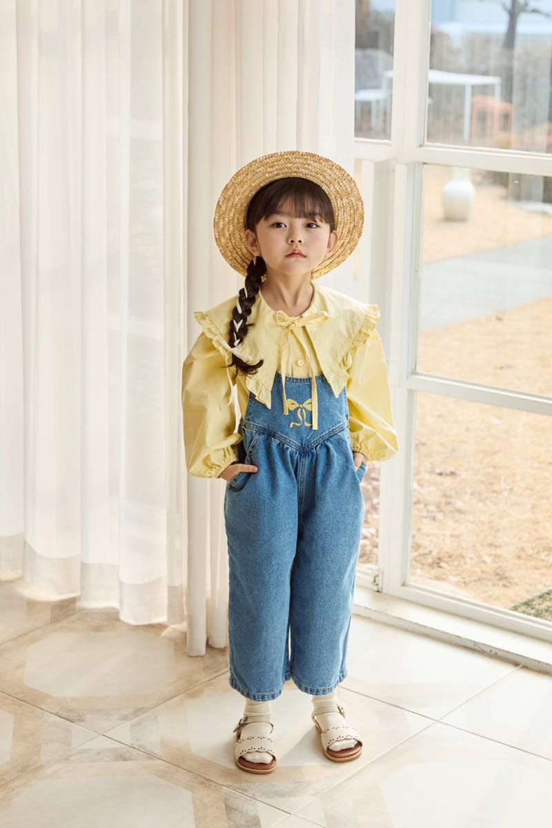 Ggomare - Korean Children Fashion - #childrensboutique - Ribbon Dungarees Jumpsuit - 5
