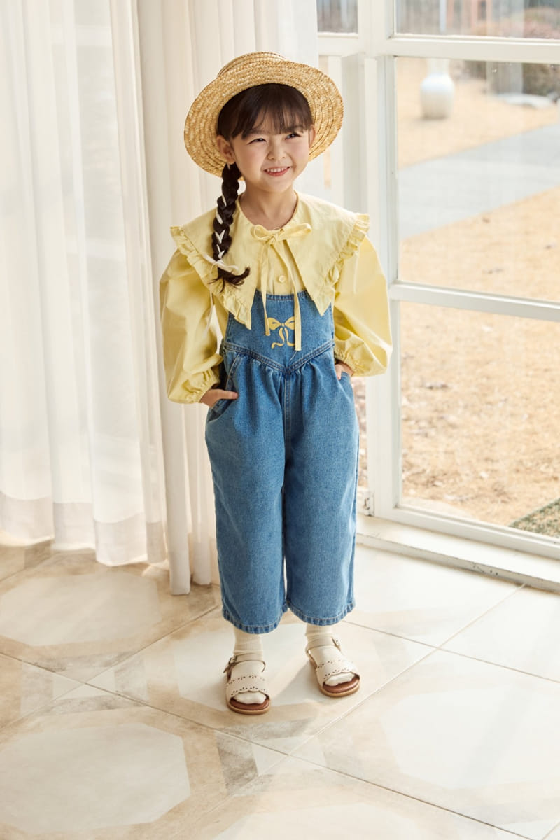 Ggomare - Korean Children Fashion - #designkidswear - Ribbon Dungarees Jumpsuit - 6