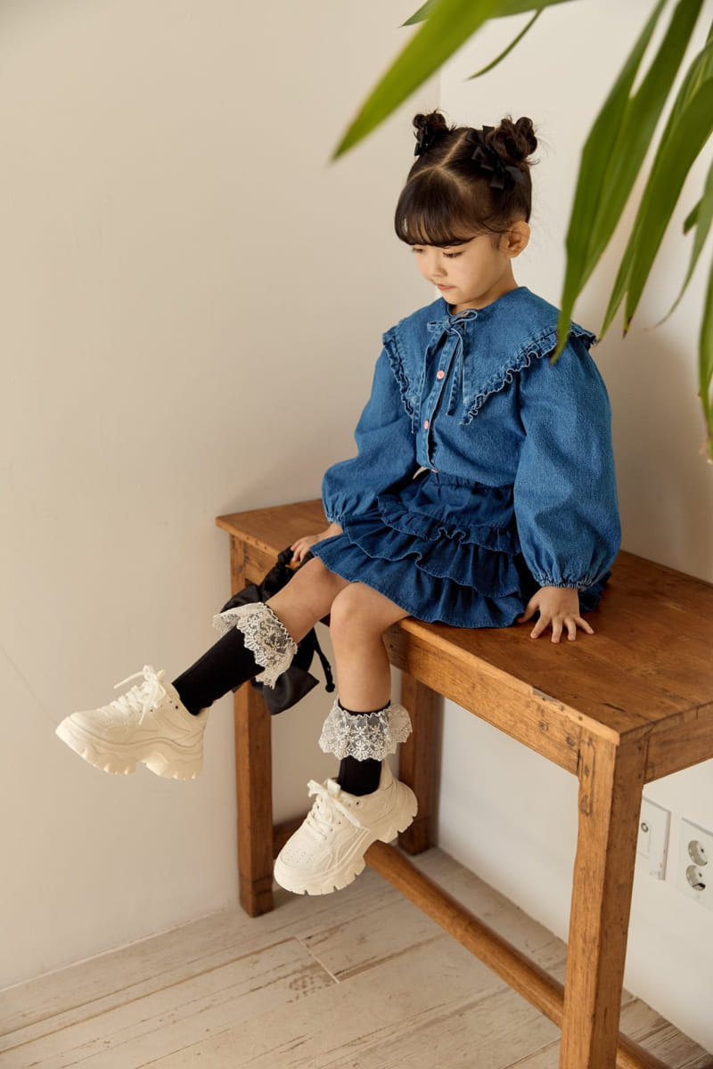 Ggomare - Korean Children Fashion - #designkidswear - Denim Frill Blouse - 3