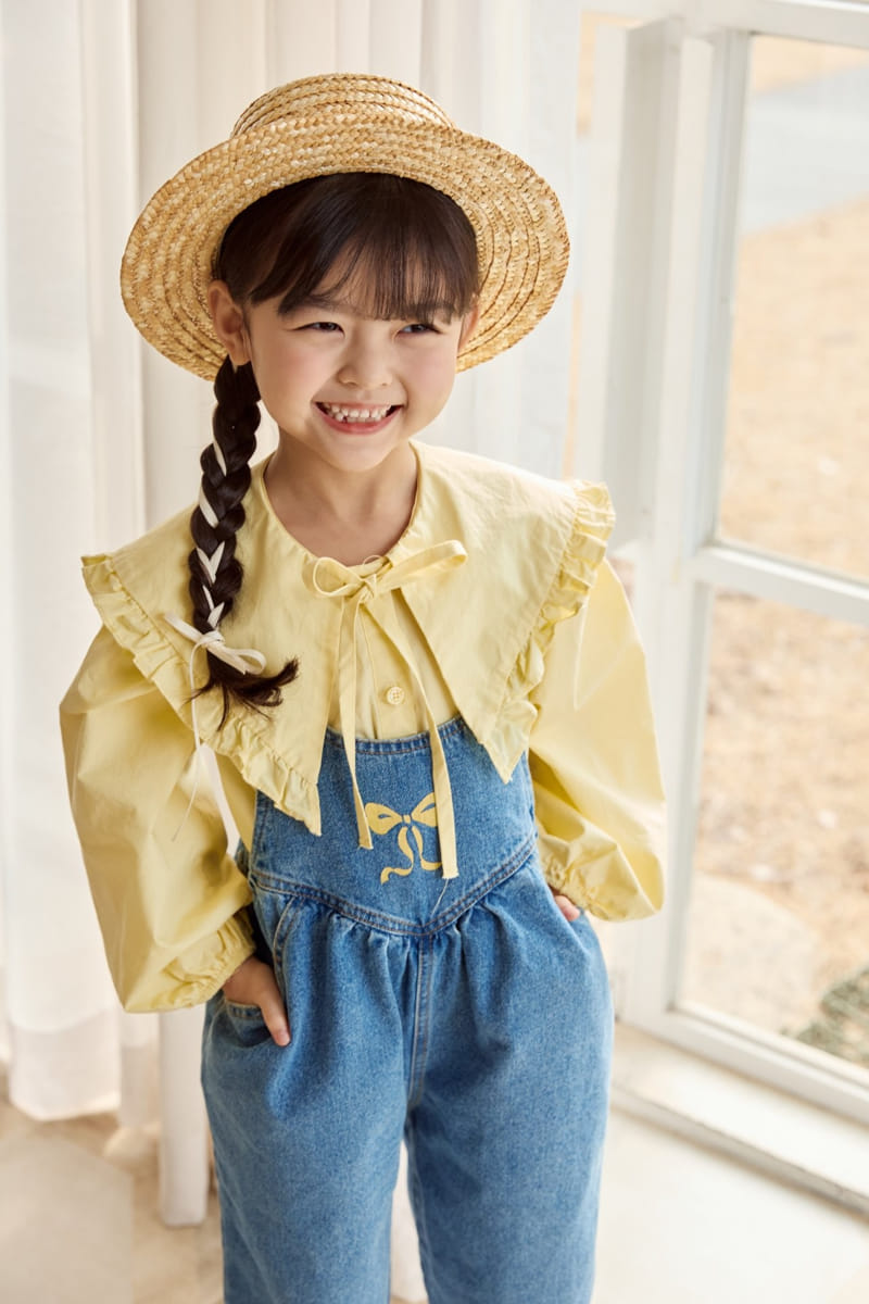 Ggomare - Korean Children Fashion - #discoveringself - Ribbon Dungarees Jumpsuit - 7