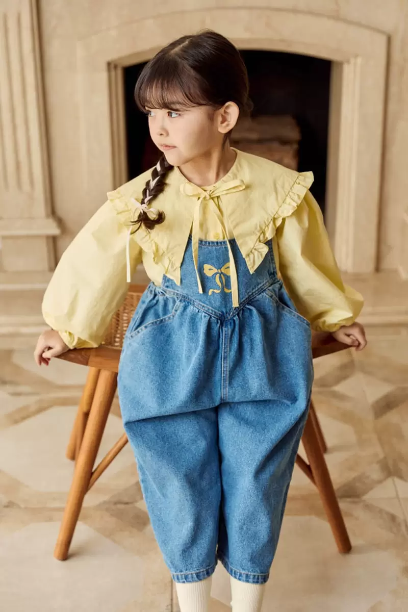 Ggomare - Korean Children Fashion - #kidsshorts - Ribbon Dungarees Jumpsuit - 9