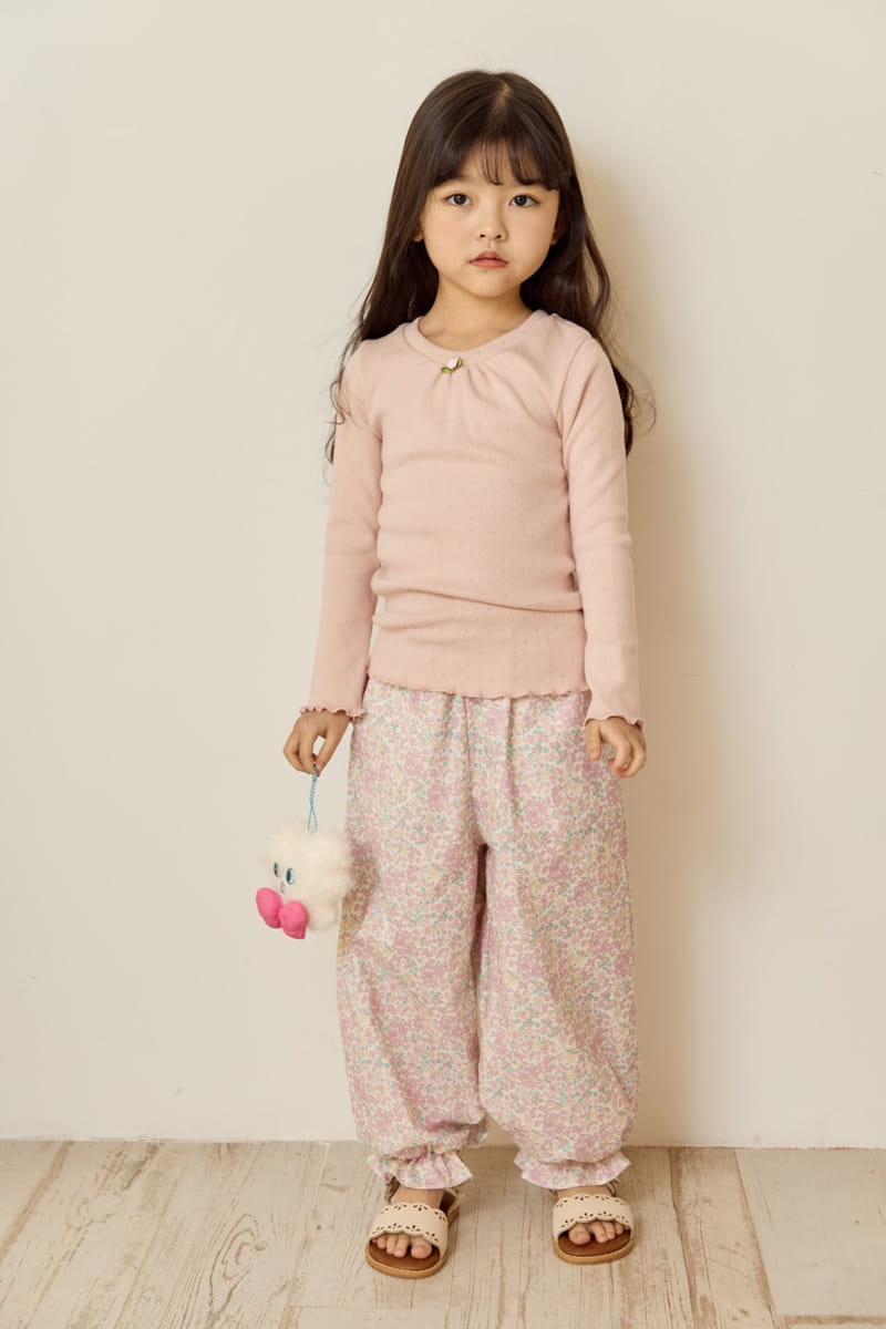 Ggomare - Korean Children Fashion - #kidsshorts - Jacquard Flower Tee - 10