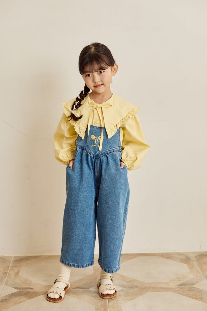 Ggomare - Korean Children Fashion - #kidsstore - Ribbon Dungarees Jumpsuit - 10