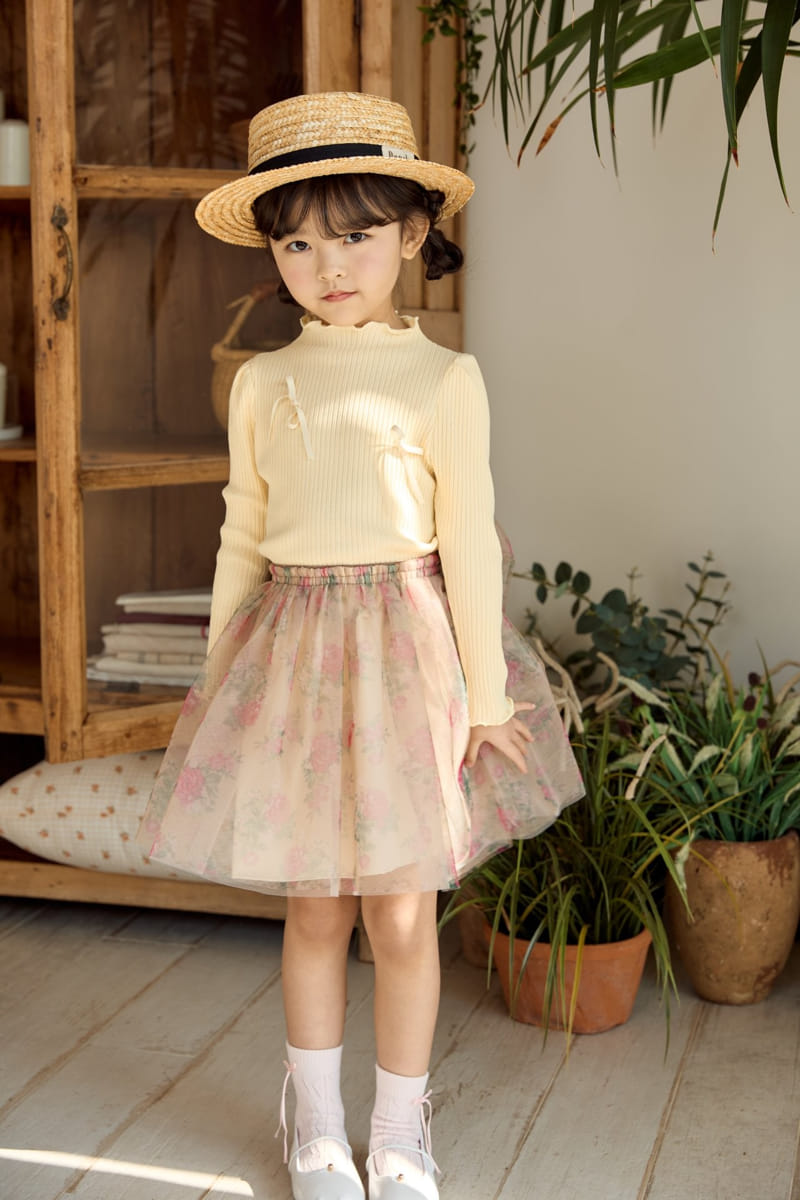 Ggomare - Korean Children Fashion - #kidsstore - Rose Ribbon Skirt - 2