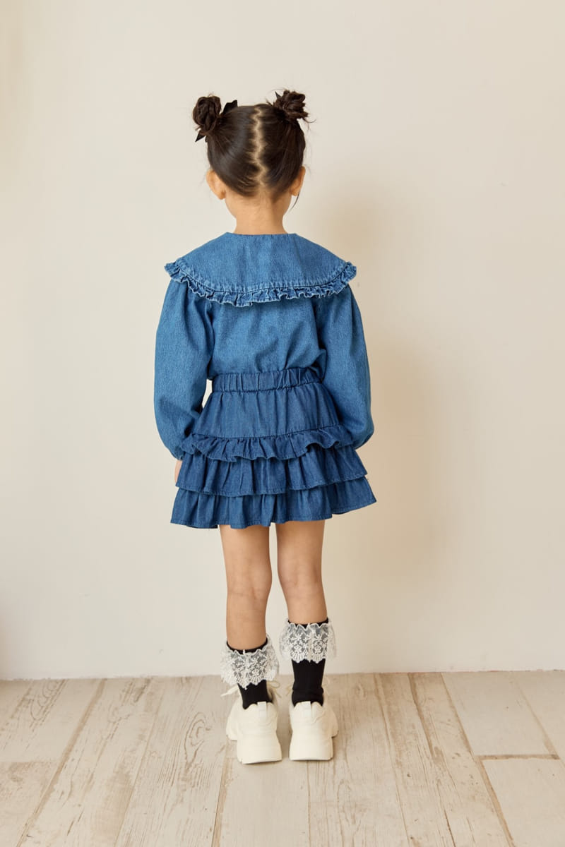 Ggomare - Korean Children Fashion - #littlefashionista - Denim Frill Blouse - 10