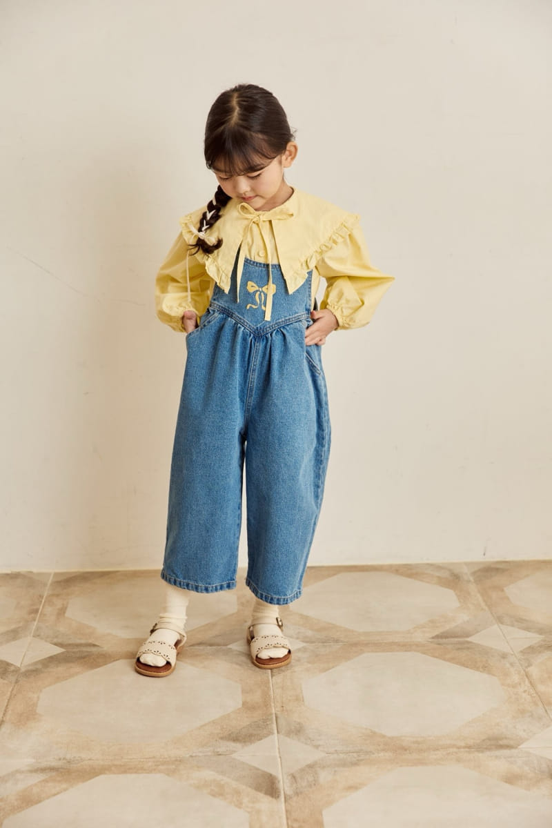 Ggomare - Korean Children Fashion - #todddlerfashion - Ribbon Dungarees Jumpsuit