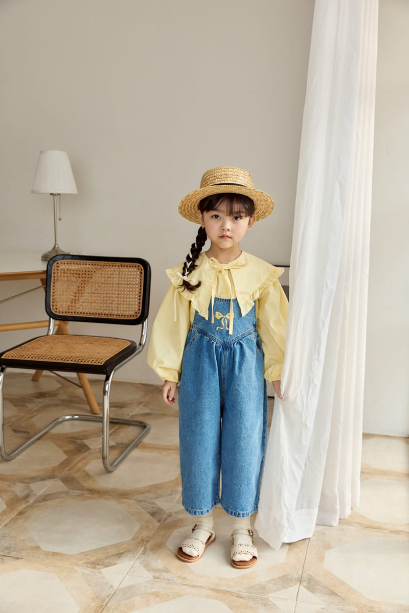 Ggomare - Korean Children Fashion - #toddlerclothing - Ribbon Dungarees Jumpsuit - 2